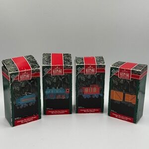 Hallmark Keepsake 1992 Christmas Sky Line Collection Train Ornament Set of 4